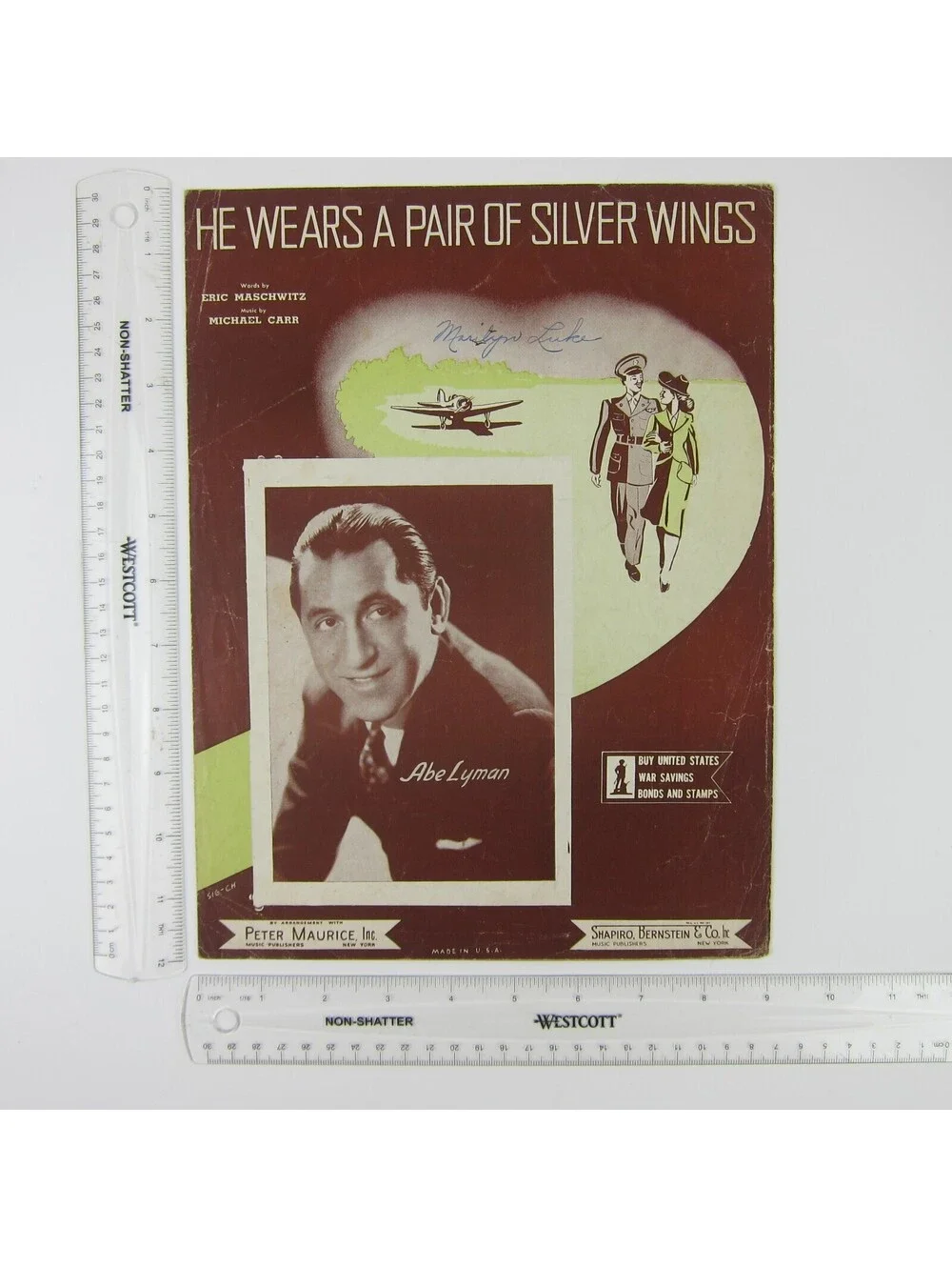 Sheet Music He Wears A Pair Of Silver Wings Abe Lyman Carr Maschwitz Vintag 1941
